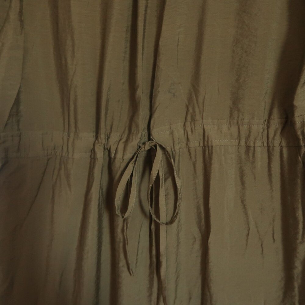 Anthropologie Maeve Olive Army Green Midi Drawstring Shirt Dress Size 4 Small - Picture 12 of 14